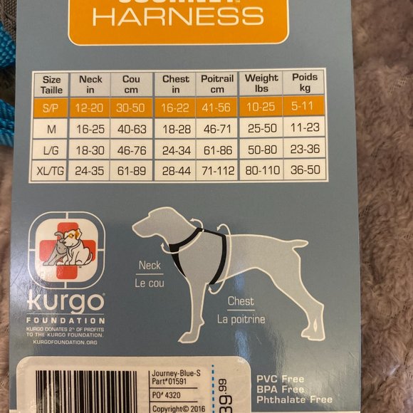 KURGO Small Pop Blue Dog Harness - Picture 4 of 4
